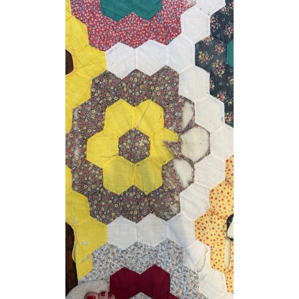 Vintage Grandmother's Flower Garden Quilt 89